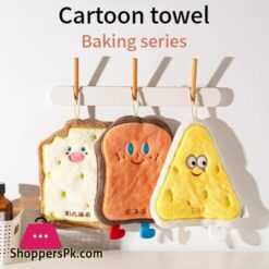 Cute Cartoon Hand Towel Hanging Kitchen Hand Wipe Quick Dry Wipe Three Layers of Thickened Coral Flannel Towel 1-Pcs