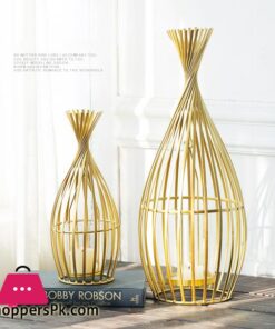 Golden Wrought Iron Geometric Candlestick Romantic Ornament Decoration Candle Light Dinner Props Medium 1-Pcs - Image 4