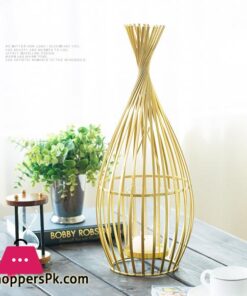 Golden Wrought Iron Geometric Candlestick Romantic Ornament Decoration Candle Light Dinner Props Large 1-Pcs - Image 3