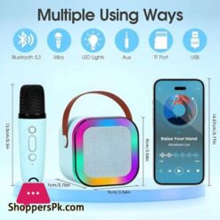 K12 Mini Outdoor Karaoke Bluetooth Speaker Portable Microphone Audio With Double Wheat Microphone Home Karaoke Speaker Multifunctional Auxtf Cardu Disktype C