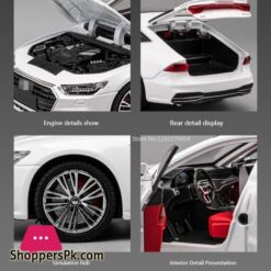 New 1:24 Scale A7 Limousine Metal Diecast Model Car Toys Sound Light 6 Door Can Be Opened Alloy Vehicles Model For Kids Presents