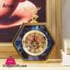 Nordic Golden Deer Desk Clock Blue Agate Texture Decorative Clocks Golden Border Vintage Desktop Ornament Living Room Decoration