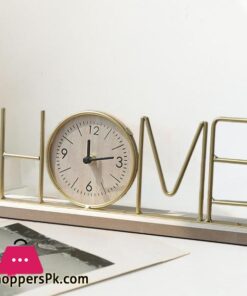 Office Desk Clock Modern Metal Home Clock with Wooden Base for Decor Non-ticking Silent Desktop Clock