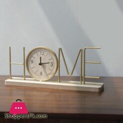 Office Desk Clock Modern Metal Home Clock With Wooden Base For Decor Non-Ticking Silent Desktop Clock