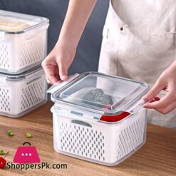 Refrigerator Preservation Box Transparent Double-Layer Vegetable And Fruit Food Grade Drain Box Set Of 3