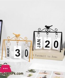 Simple Iron Bird Calendar Turn Page Perpetual Calendar Diy Desk Study Living Room Bedroom Desktop Decoration Gifts