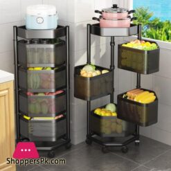Triangle Rotating Storage Rack Kitchen Storage Rack Floor-Standing Corner Fruit And Vegetable Basket - 4 Layer