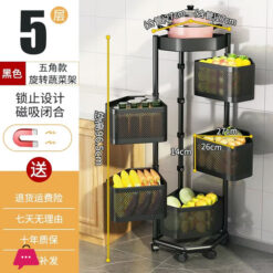 Triangle Rotating Storage Rack Kitchen Storage Rack Floor-Standing Corner Fruit And Vegetable Basket - 5 Layer