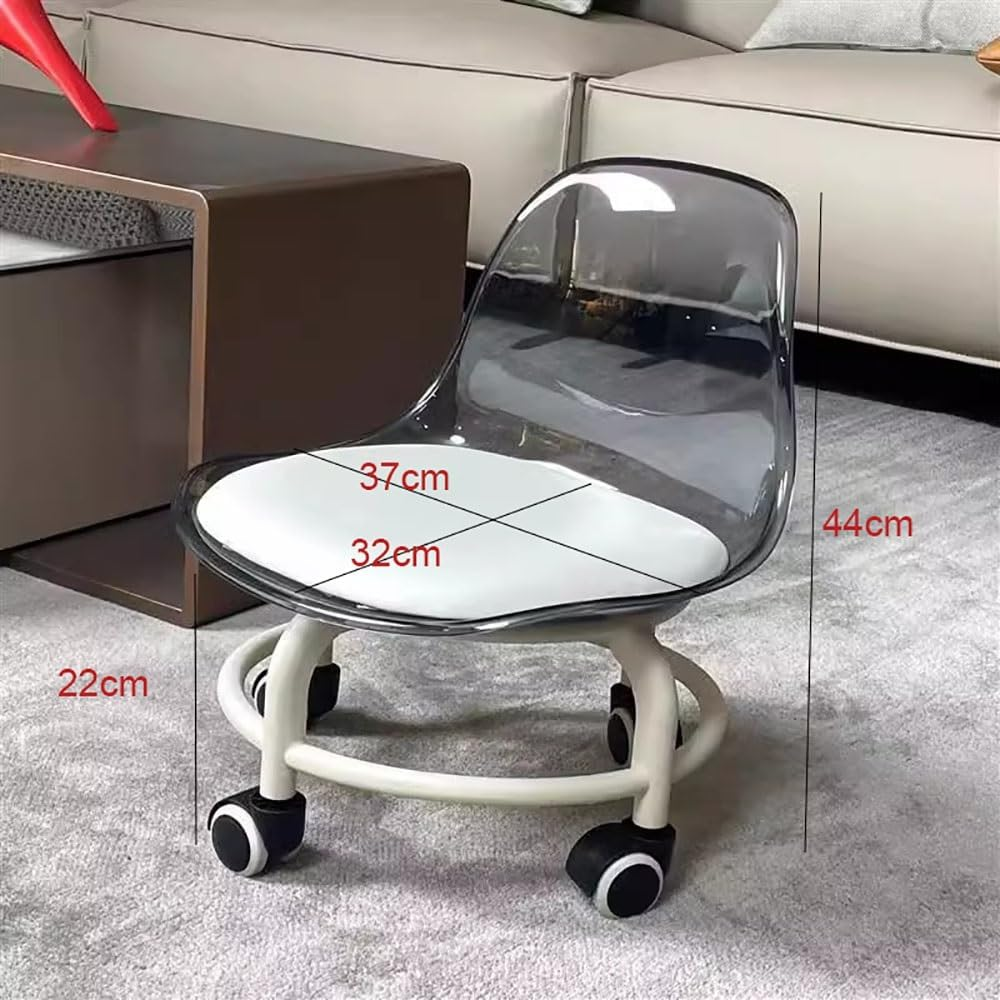 Acrylic 360° Rotatable Transparent Chair Mini Space Design High Resilience Durable Backrest Smart Wheels Ideal For Adults &Amp; Kids