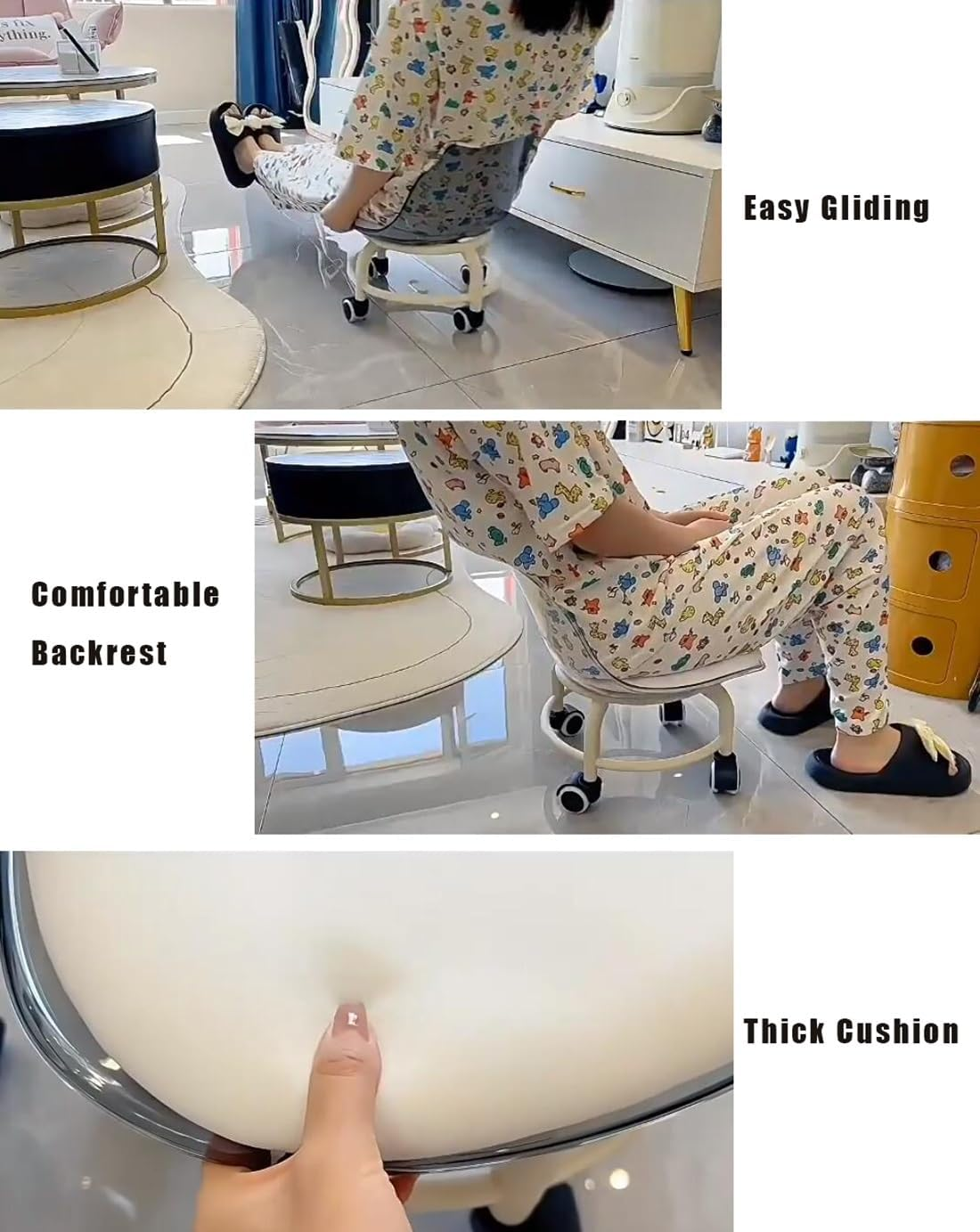 Acrylic 360° Rotatable Transparent Chair Mini Space Design High Resilience Durable Backrest Smart Wheels Ideal For Adults &Amp; Kids