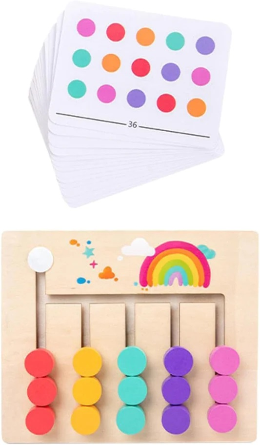 Color And Shape Slide Matching Montessori Learning Toy, Children Wooden Color Matching Busy Board, Logic Game
