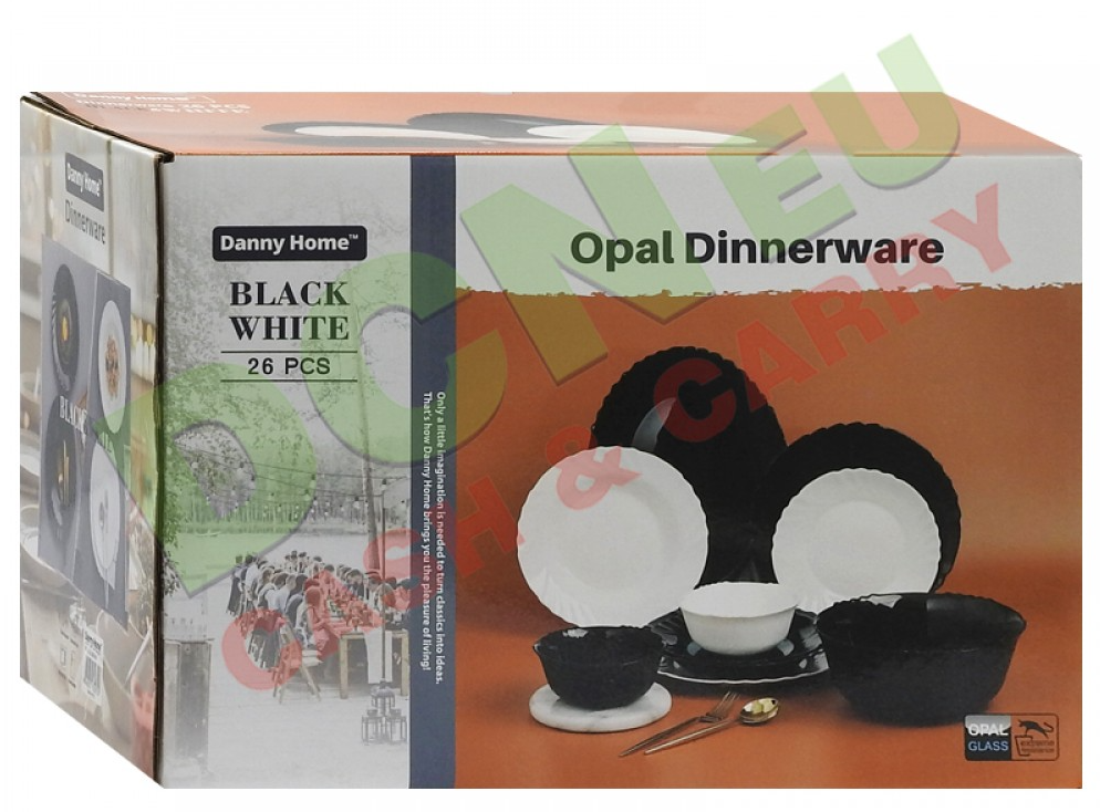 Danny Home Black N White Dinner Set Opal 26Pcs 4 Danny Home Black N White Dinner Set Opal 26Pcs