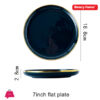 Danny Home Blue Gold Trim Porcelain Flate Plate 7Inch 18 X 3 Cm