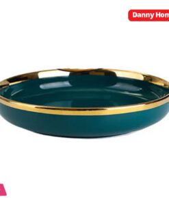 Danny Home Emerald Green Gold Trim Porcelain Plate 18 x 3cm