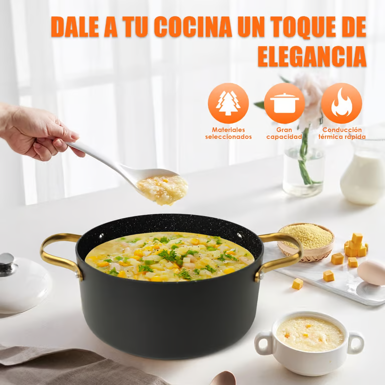 Danny Home Modern Black 4.5L Casserole Pot With Glass Lid 24Cm