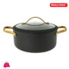Danny Home Modern Black 4.5L Casserole Pot With Glass Lid 24Cm