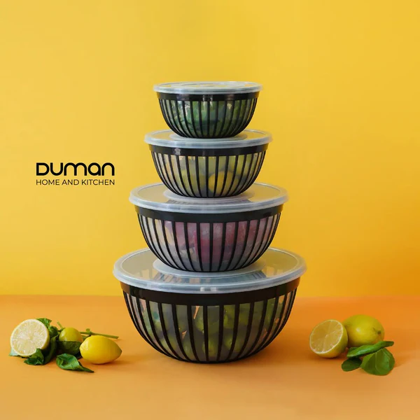 Duman Dorna Bowl Set With Lid 4-Pcs