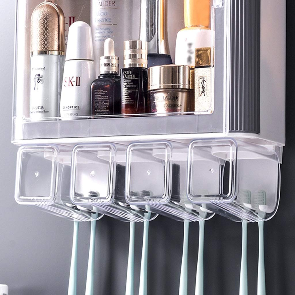 Duu Toothbrush Holders Toothbrush Rack In Bathroom Wall-Mounted Free Punch Tooth Cup Toothbrush Storage Rack