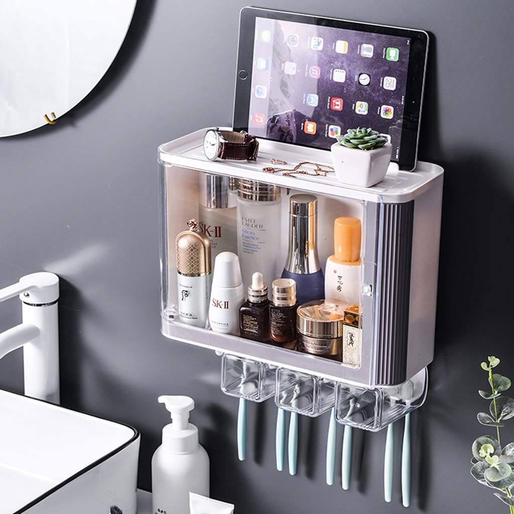Duu Toothbrush Holders Toothbrush Rack In Bathroom Wall-Mounted Free Punch Tooth Cup Toothbrush Storage Rack