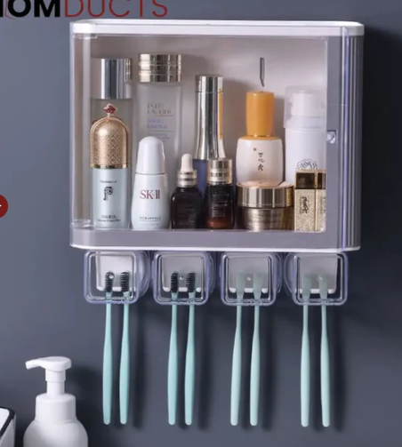 Duu Toothbrush Holders Toothbrush Rack In Bathroom Wall-Mounted Free Punch Tooth Cup Toothbrush Storage Rack