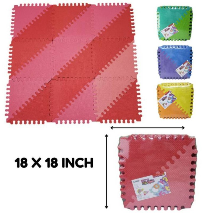 Eva Foam Mat Puzzle 9 Tiles Set 18In X 18In (9Mm)