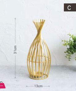 Golden Wrought Iron Geometric Candlestick Romantic Ornament Decoration Candle Light Dinner Props Small 1-Pcs