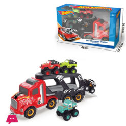 Hot Wheel Electric Large Trailer Double Decker Transport Vehicle Folding Storage Vehicle Loading Sliding Car Set Children'S Toys