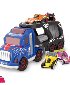 Hot Wheels Electric Sound and Light Double Layer Folding Storage Inertia Trailer Sliding Toy Cars For kid