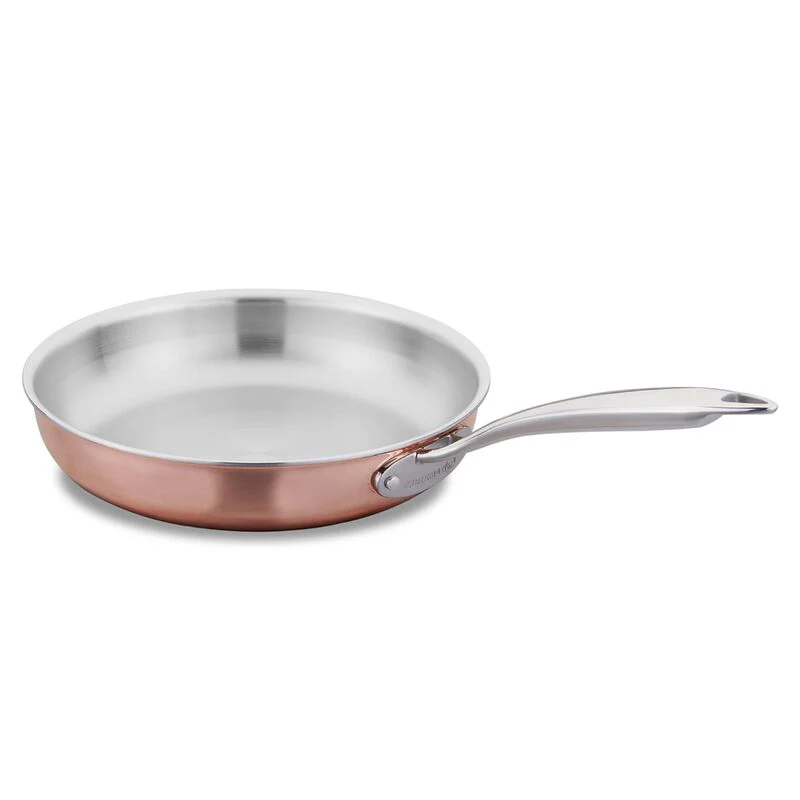 Korkmaz Divani 24X5.5Cm Stainless Steel Frying Pan With Copper Body - Made In Turkey