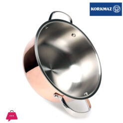 Korkmaz Divani Stainless Steel Stock Pot (Soup Pot) With Copper Body 20X10 Cm - 2.9 Liter