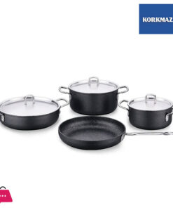 Korkmaz Doria 7-Piece Non Stick Cookware Set with Lid - Induction Compatible PFOA Free