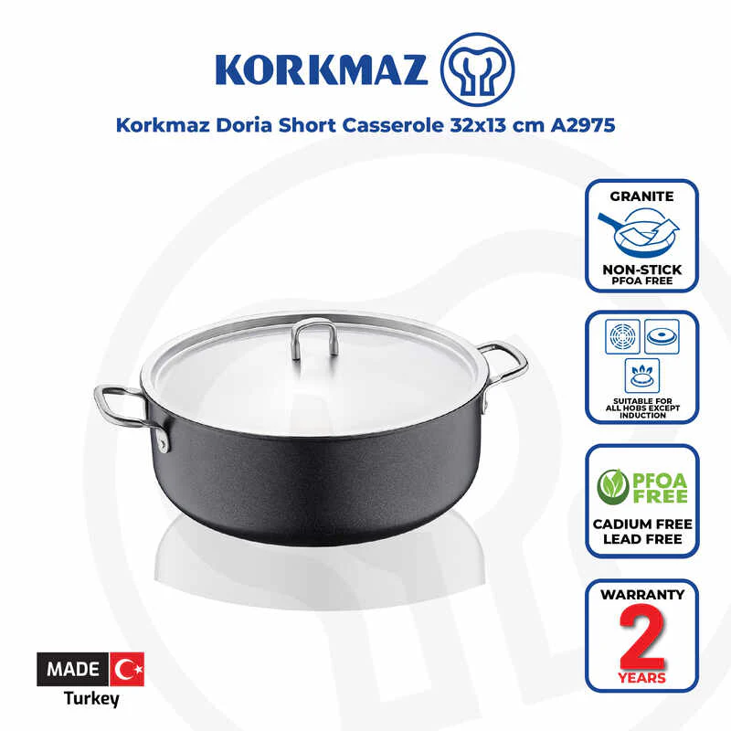 Korkmaz Doria Non Stick Cooking Pot With Stainless Steel Lid 10 Liters - 32X13Cm Pfoa Free Induction Compatible 4 Korkmaz Doria Non Stick Cooking Pot With Stainless Steel Lid 10 Liters - 32X13Cm Pfoa Free Induction Compatible