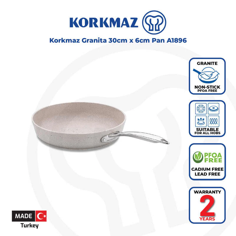 Korkmaz Granita Non Stick Frying Pan - 30X6Cm Pfoa Free Induction Compatible 4 Korkmaz Granita Non Stick Frying Pan - 30X6Cm Pfoa Free Induction Compatible