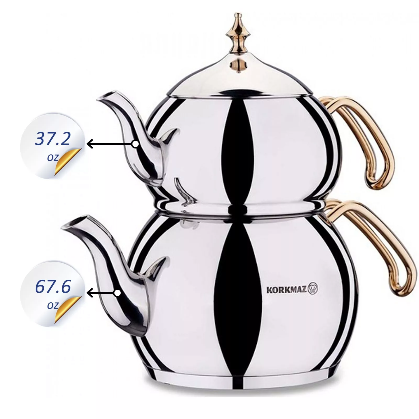 Korkmaz Hanedan Gold Teapot Set