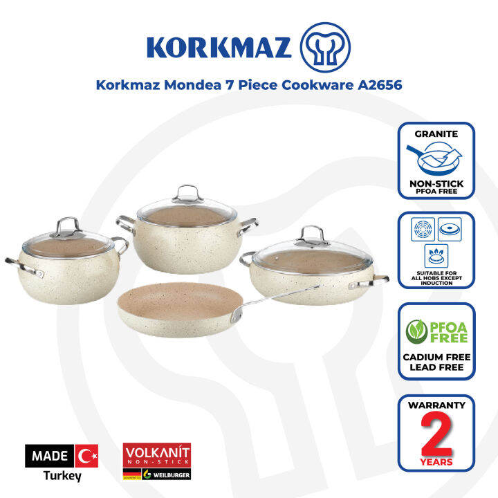 Korkmaz Mondea 7 Piece Granite Cookware Set - A2656