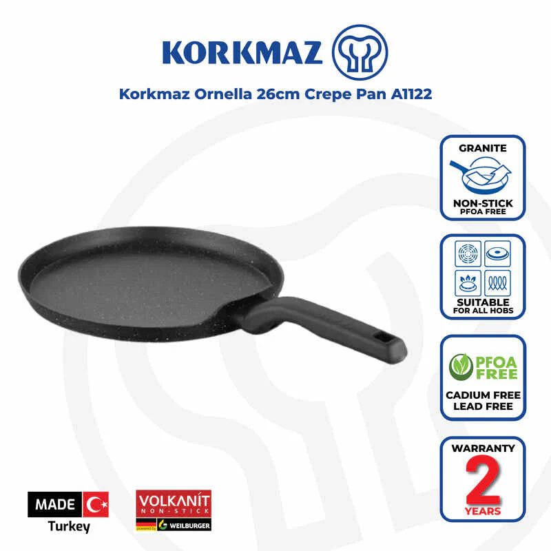 Korkmaz Ornella Non-Stick Crepe Pan Tawa - 26Cm Induction Compatible Free From Pfoa Cadmium Or Lead 7 Korkmaz Ornella Non-Stick Crepe Pan Tawa - 26Cm Induction Compatible Free From Pfoa Cadmium Or Lead