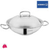 Korkmaz Proline Stainless Steel Wok With Lid - 36X9 Cm Induction Compatible 6.8 Liter