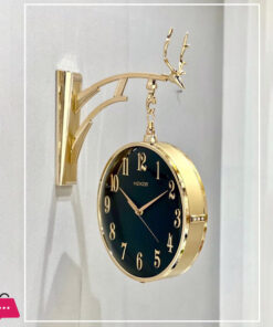 Luxury Deer Head Round Wall Hanging Double Sided 2 Faces Retro Station Wall Clock for sale in Pakistan