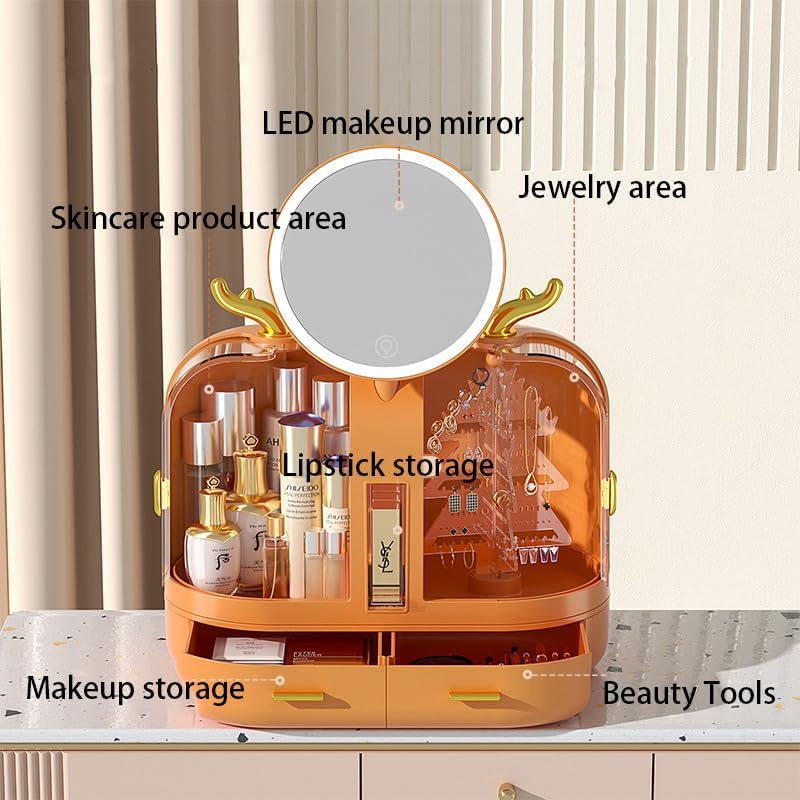Matrix Elegant Makeup Organizer With Led Mirror &Amp; Drawers, Large Capacity Makeup Organizer