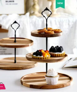 New Round 3 Tier Wooden Cake Stand Original Cupcake Serving Tray