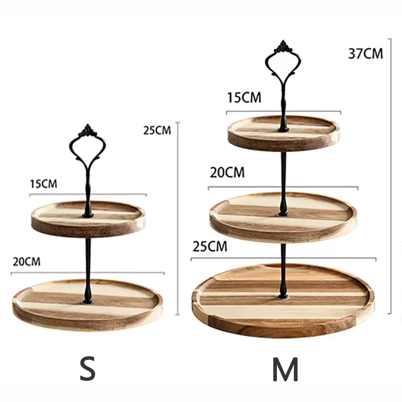 New Round 2 Tier Wooden Cake Stand Original Cupcake Serving Tray