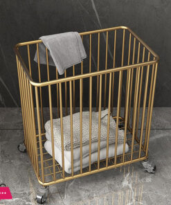 Nordic Style Light Weight Dirty Clothes Storage Basket Gold Laundry Basket 14 Nordic Style Light Weight Dirty Clothes Storage Basket Gold Laundry Basket - Image 2
