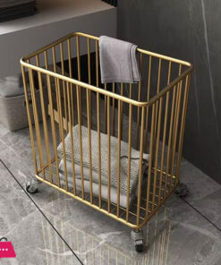 Nordic Style Light Weight Dirty Clothes Storage Basket Gold Laundry Basket