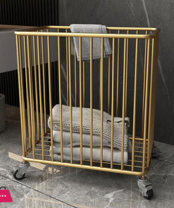 Nordic Style Light Weight Dirty Clothes Storage Basket Gold Laundry Basket 15 Nordic Style Light Weight Dirty Clothes Storage Basket Gold Laundry Basket - Image 3