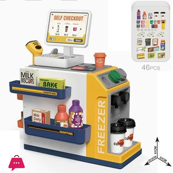 46Pcs Mini Supermarket Cash Register Toy Coffee Machine Cashier With Sound Light 9 46Pcs Mini Supermarket Cash Register Toy Coffee Machine Cashier With Sound Light - Image 7