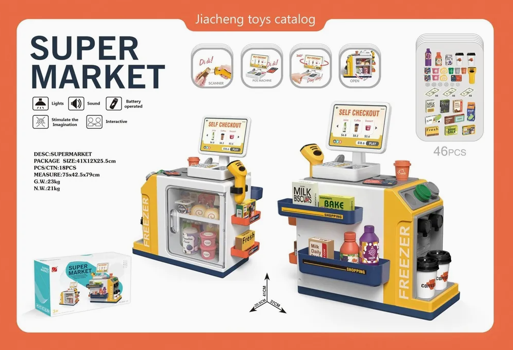 46Pcs Mini Supermarket Cash Register Toy Coffee Machine Cashier With Sound Light 21 46Pcs Mini Supermarket Cash Register Toy Coffee Machine Cashier With Sound Light