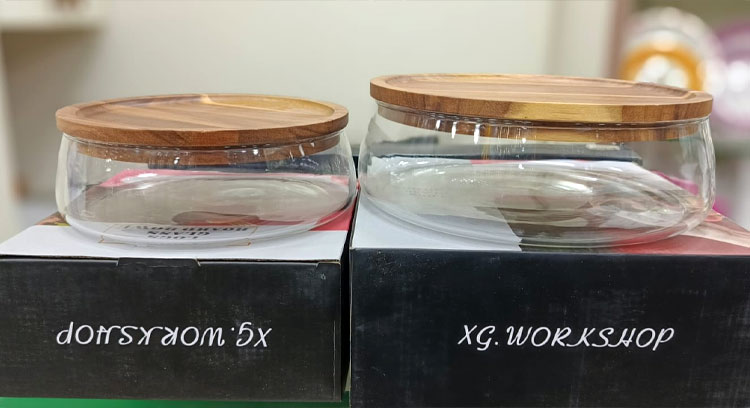 Transparent Glass Stylish Borosilicate Fruit Bowl With Real Bamboo Top - 8.58Inch