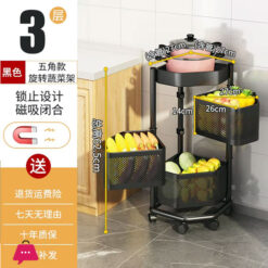 Triangle Rotating Storage Rack Kitchen Storage Rack Floor-Standing Corner Fruit And Vegetable Basket - 3 Layer