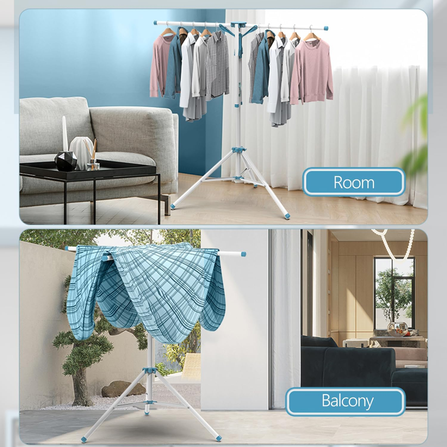 Tripod 4-Arm Clothes Drying Rack Height Adjustable Laundry Rack