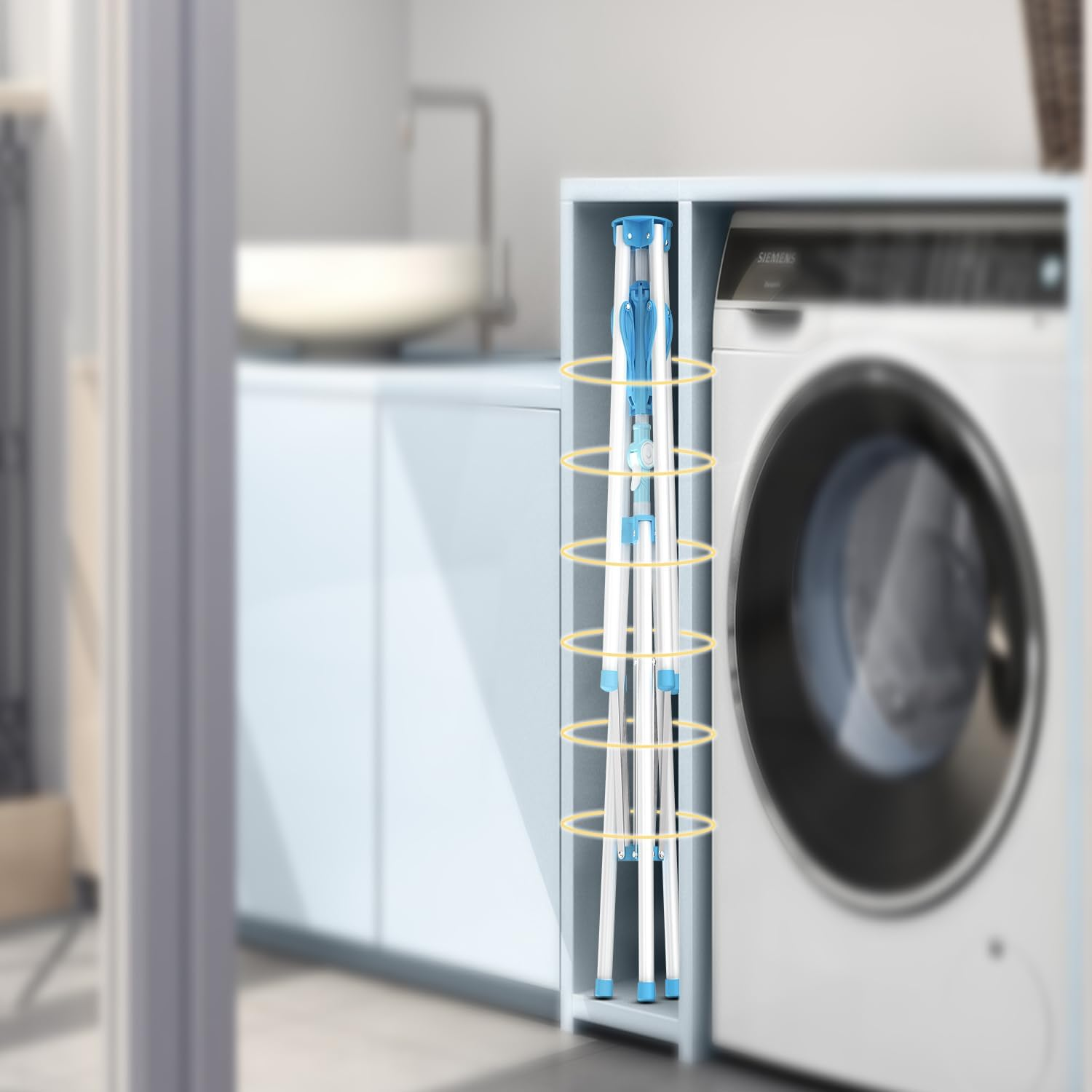 Tripod 4-Arm Clothes Drying Rack Height Adjustable Laundry Rack